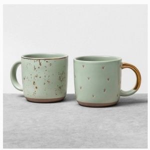 Hearth and Home Mini Mugs Mint Green and Gold